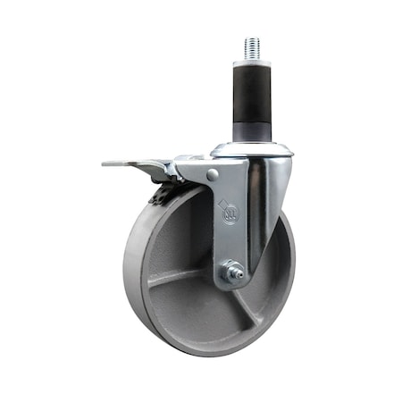 Service Caster 5'' Semi Steel Swivel 1-1/4'' Expanding Stem Caster Total Lock Brake SCC-EXTTL20S514-SSS-114
